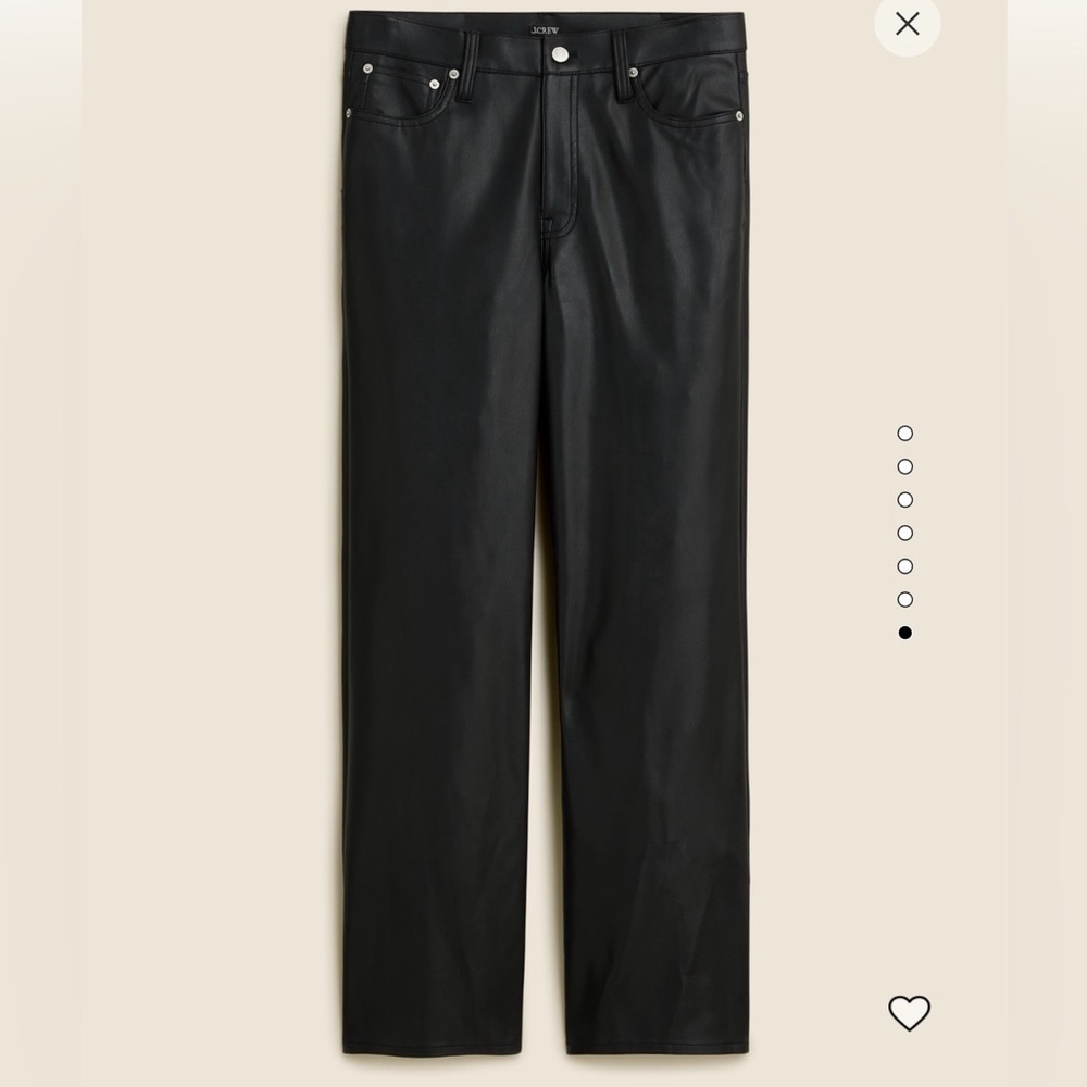 J. Crew slim wide leg pant in faux leather.